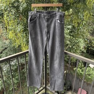 1990s Levi's 505 Faded Black Yard Dyed Jeans Distressed - Made in USA 36x34